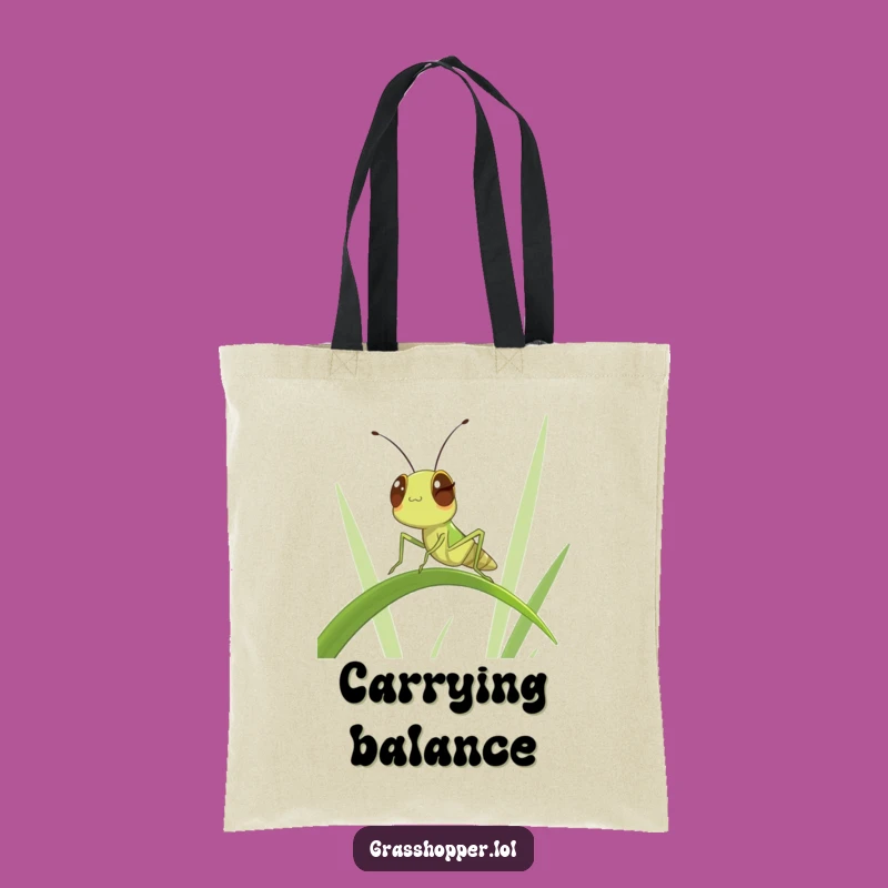 Funny Winking Grasshopper Tote Bag: Cool Balancing Insect Carry-all Gift!
