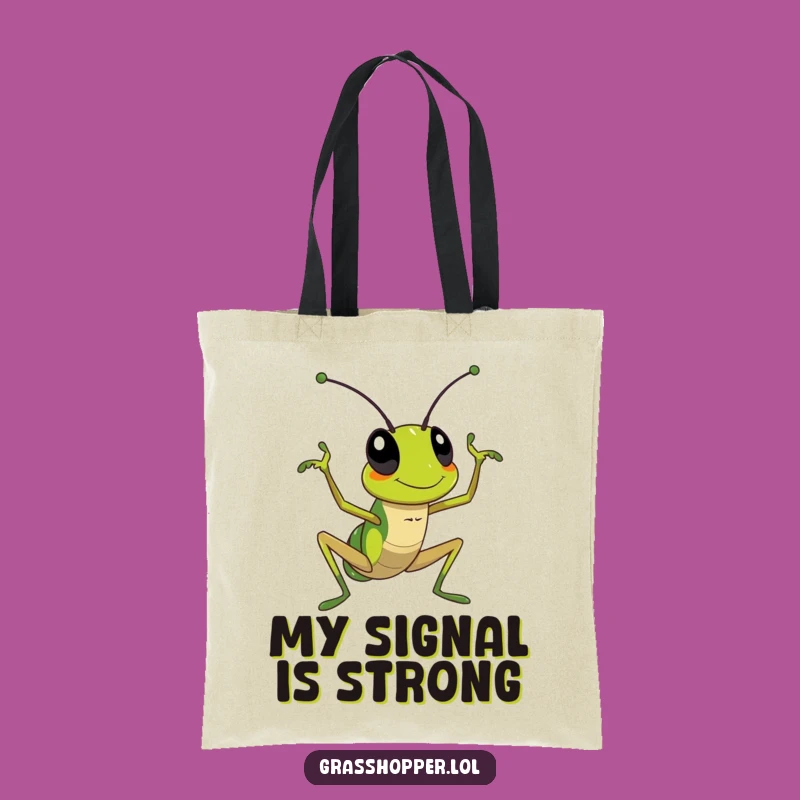Funny Waving Grasshopper Tote Bag: Carry Greetings and Humor On-the-Go